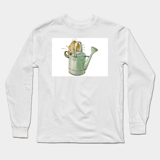 Beatrix Potter - Peter Rabbit stuck in watering can. Long Sleeve T-Shirt by QualitySolution